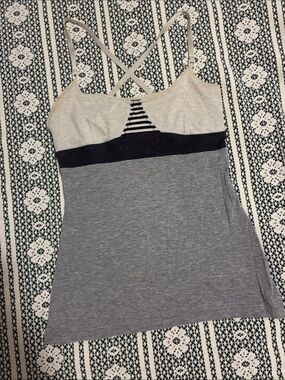 Lululemon Crossback Black White Gray Tank Built In Bra